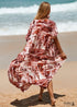 Vestido playero holgado tipo cárdigan con estampado de hojas estilo bohemio Amelia